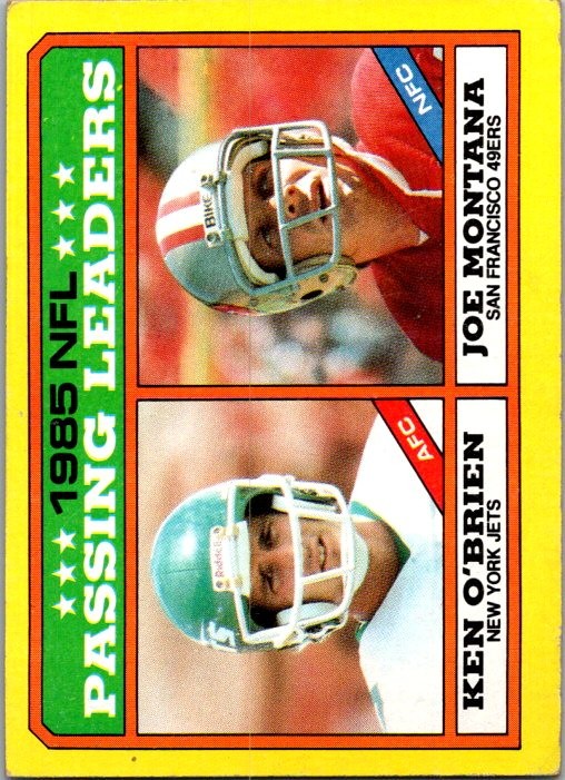 1986 Topps #225b Ken O'Brien / Joe Montana