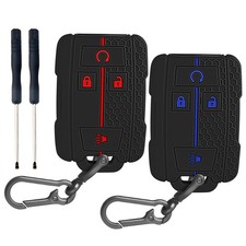 QBUC 2PCS for Chevrolet Key Fob Cover, Soft Universal, C:Black blue Black red