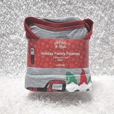 Family Pajamas Christmas-Red Black Buffalo Plaid  Happy Holidays  Boys L 12-14 