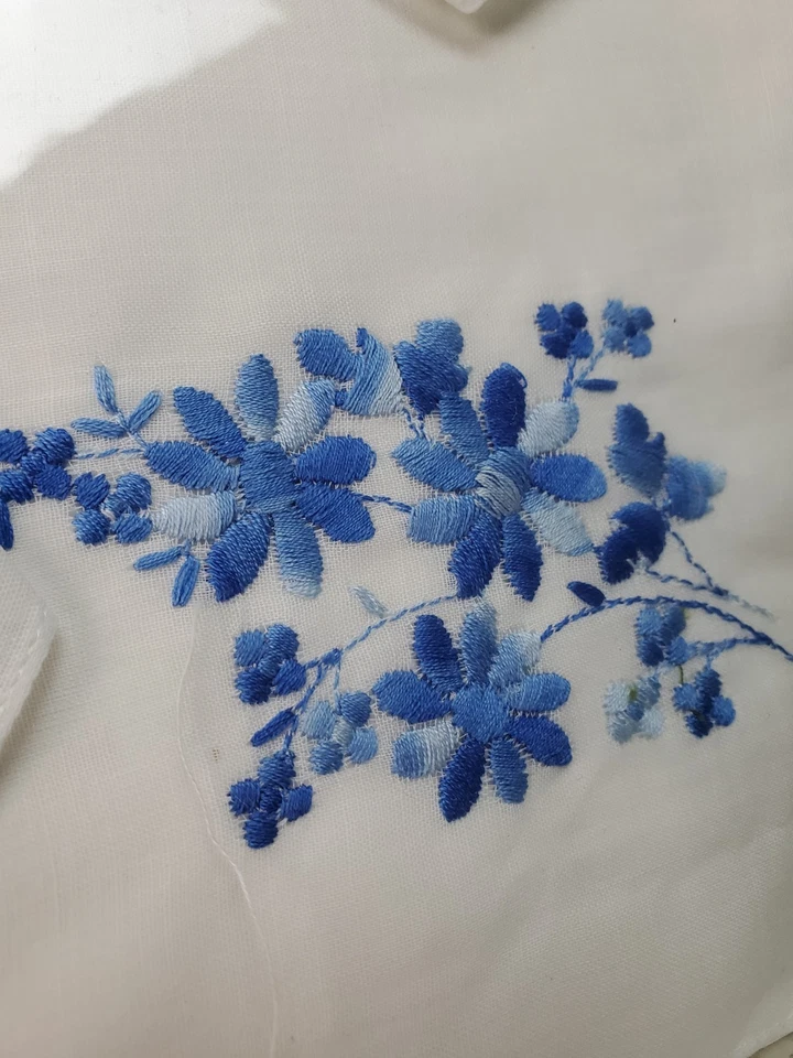 Desco Vintage Conjunto de Pañuelos Bordados Amarillo Rosa Azul Floral Foto 3 de 4