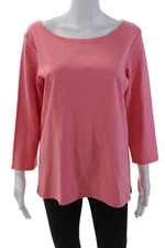 Eileen Fisher Womens Long Sleeves Pullover Shirt Pink Cotton Size Large