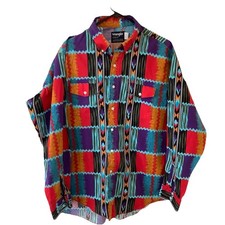 VTG Wrangler Western Shirt 90s Aztec Southwestern Print Cowboy Rodeo USA XL