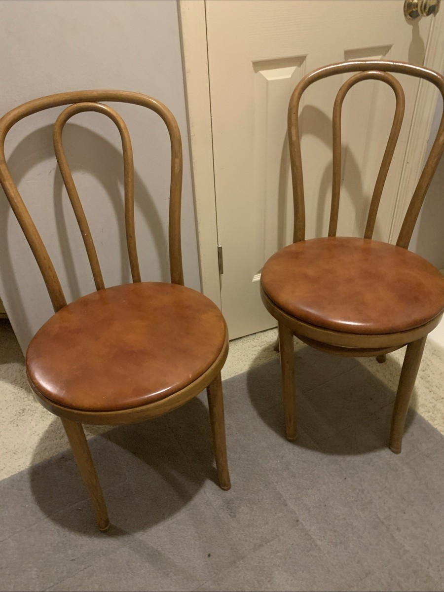 椅子 Thonet Bentwood Chair Pair Vtg Thonet Bentwood Bistro Cafe Chairs Vinyl Seats | eBay