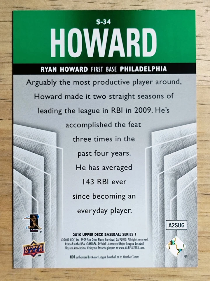 2010 Upper Deck Supreme Green #S34 Ryan Howard - Image 2 of 2