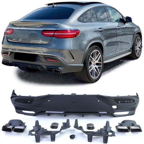 Sport Heckdiffusor + Doppel Endrohre Schwarz für Mercedes GLE Coupe C292 - Bild 1 von 8