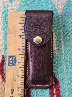 Vintage Case XX Basketweave Maroon Leather Folding Hunter Pocket Knife Sheath