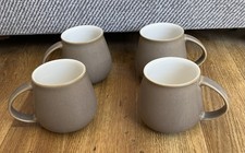 Denby Langley Truffle Stoneware Mugs X4 Natural Beige Brown