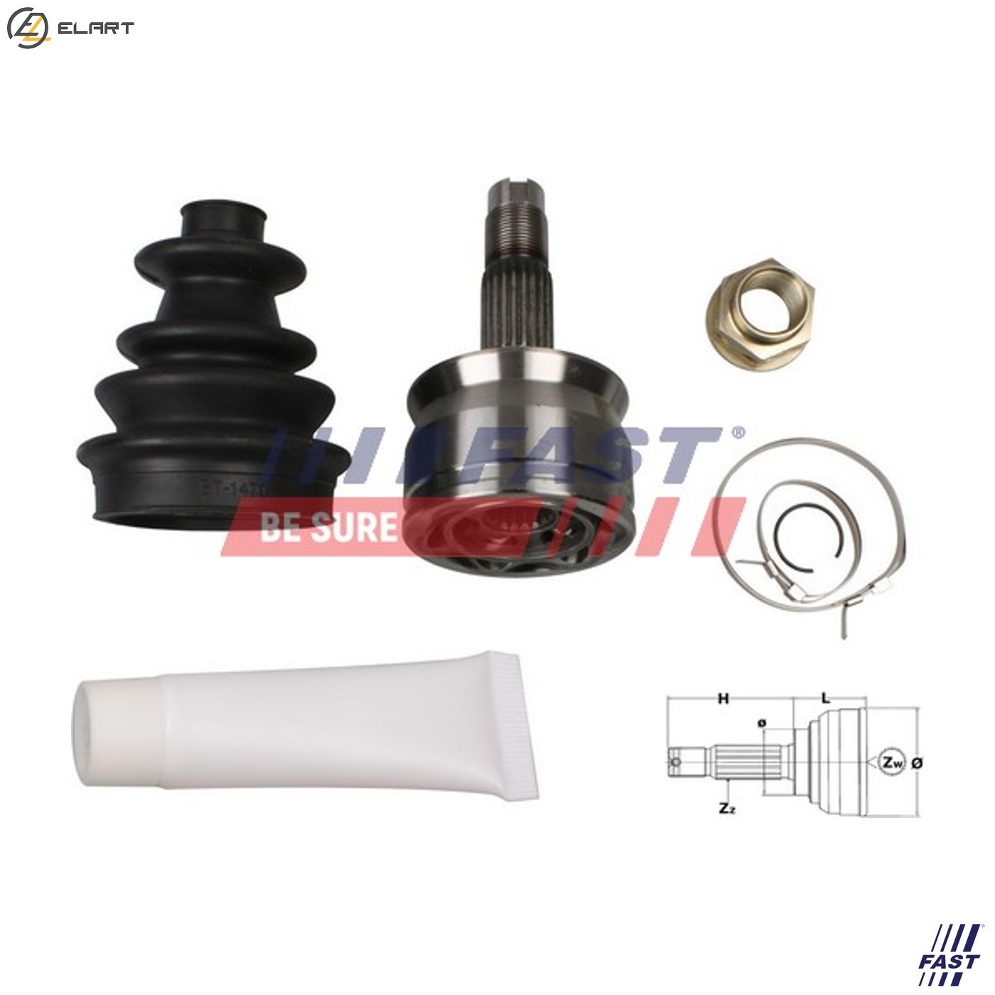 JOINT KIT DRIVE SHAFT FT25077K FOR FIAT 500/C PANDA/Hatchback/Van/CLASSIC 1.2L