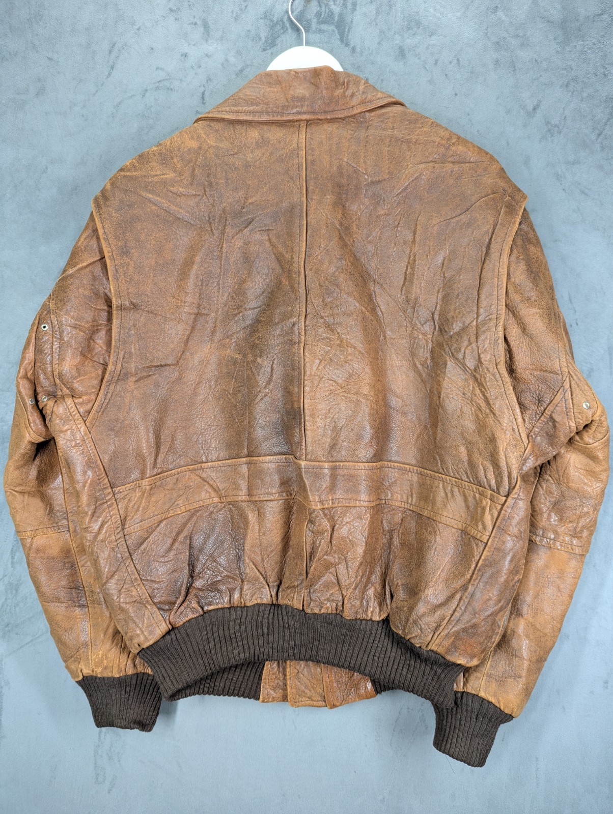 Zip It Leather Flying Aviator Jacket American Style Large Vintage Made England image 7