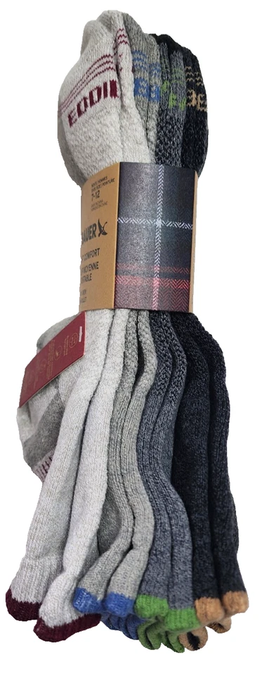 Eddie Bauer Men Crew Socks 4 Pair Pack Black & Gray Midweight Shoe 7-12 - Image 3 of 4