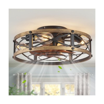 Caged Ceiling Fan with Light, Modern Fandelier Flush Mount Ceiling Fans with ...