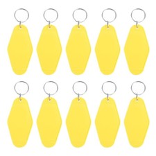 Vintage Motel Keychain, 10 Pack Blank Hotel Keychains Key Tag, Light Yellow