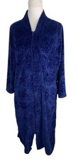 Adonna Velour Zip Front Viking Blue Rose Dream Robe Size M Pockets NWT 59