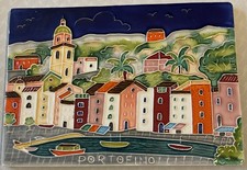 Vintage Creazioni Luciano Portofino Italy Ceramic Relief Art Wall Tile Plaque