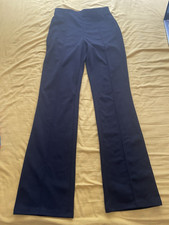 H&M Women’s Black Flared Dress Trousers Size S Elastic Waist Stretch Knit
