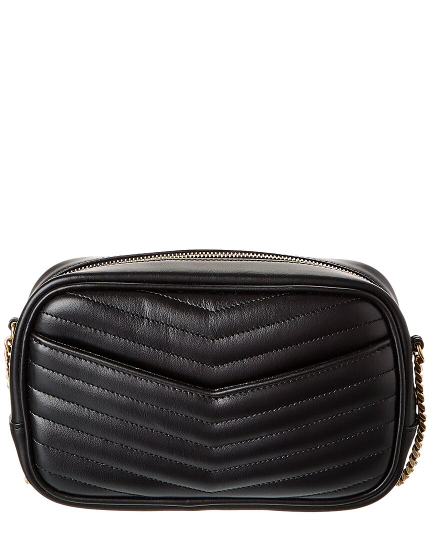 Saint Laurent Lou Mini Borsa per Fotocamera in Pelle Trapuntata Donna Nera Os