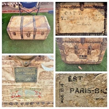 RARE WWI Indestructo Army Officer’s Steamer Trunk Capt. T.R. Bartlett C.A.C. 16a