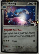 Fart Swirl 🌀 Metang 114/162 Cosmos Holo Bleed Error Rare Pokémon Stamped Play 