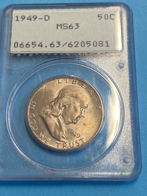 1949-D Franklin Half Dollar PCGS MS63 Old Green Holder