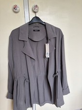 Roman Collar And Tie Waist Jacket Size 16 Colour Grey