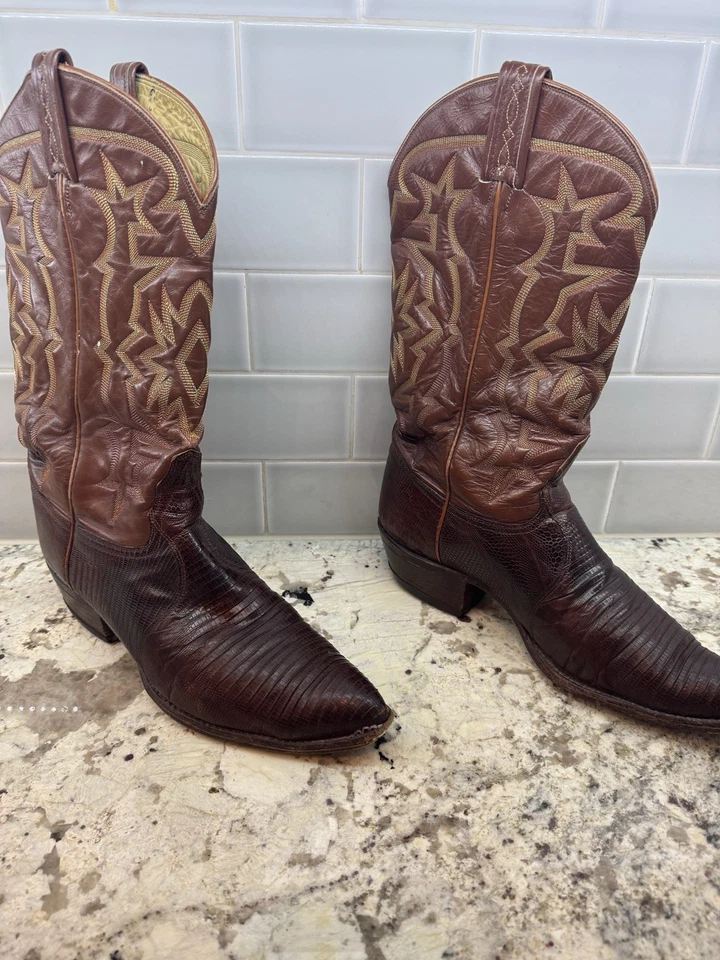 Botas para hombre Tony Lama Exotic Lizard estilo #8573, talla 10D Foto 3 de 4