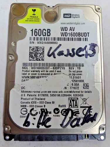 WESTERN DIGITAL *WXQ1A6098883* 160 GB * SATA HDD Notebook 2,5 Zoll #NFP1602
