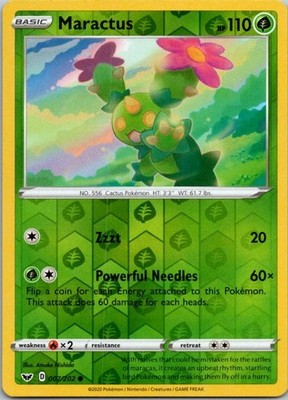 Maractus Reverse Holo Common SWSH01: Sword & Shield Base Set 007/202 NM