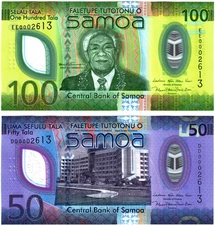 2025 Samoa P50 + P51 100 + 50 Tala Banknote Polymer UNC MATCHING SERIAL NUMBER