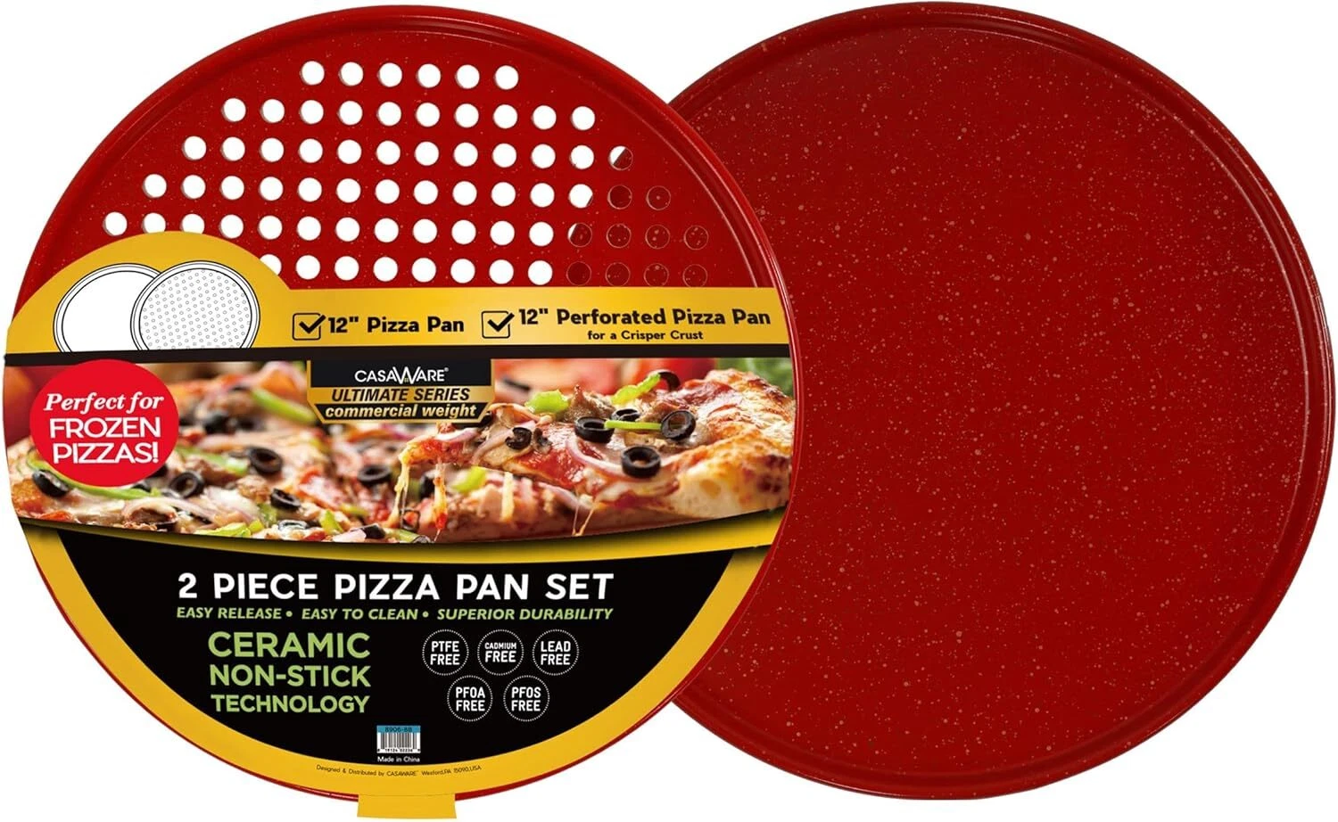2pc Ultimate Pizza Pan Set 1 Ceramic Coated NonStick 12-inch Pizza Pan 1 12-i...