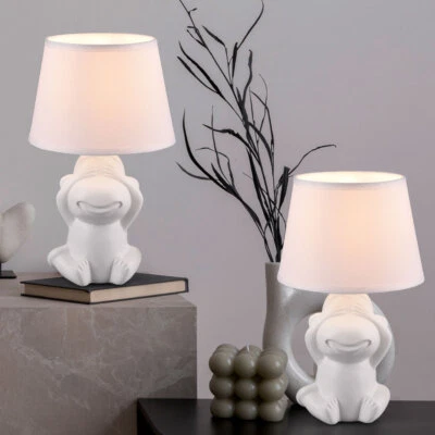 Tischleuchte Tischlampe Wohnzimmerleuchte Nachttischlampe Affen Keramik 2er Set - Bild 1 von 4
