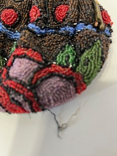 Antique Beaded Purse, Colorful with Ornate Clasp and Handle - Picture 6 of 11