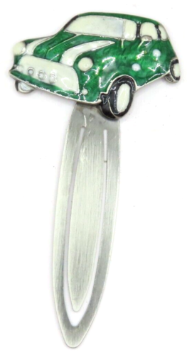 Green & White Stripe Mini Bookmark Metal Enamel 10 CM Gift Car Home Decor - Afbeelding 1 van 6