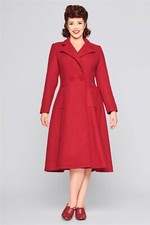 Collectif Vintage Swing Coat 1940s, 1950s Wine Red Rockabilly Size 6.