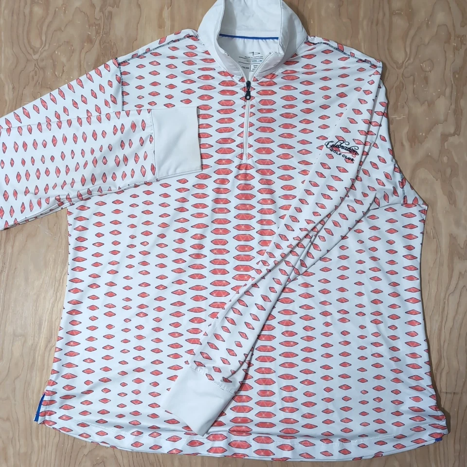 Club de Golf Page and Tuttle Para Hombre XL Blanco Naranja Estampado Geométrico Celebración Foto 2 de 4