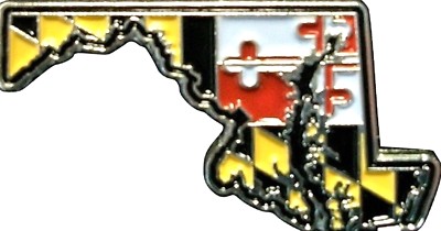 Maryland State Outline with Flag Design Hat Tac or Lapel Pin