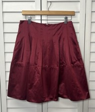 BCBGMaxAzria Pleated Knee Length A-Line Skirt Women  s Size 2 Cranberry