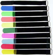 100x Cable Hook and Loop Tape 16cm x 16mm in 10 Colours Hook and Loop Cable Hook and Loop with Eyelet