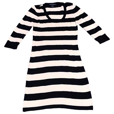 French Connection Dress Bodycon Sweater Knit Black Cream Striped 3/4 Sleeve Sz 6 | eBay French Connection Dress Bodycon Sweater Knit Black Cream Striped 3/4 Sleeve Sz 6 | eBay