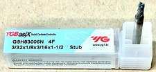 YGBasix 3/32 x 1/8 x 3/16 x 1-1/2 Carbide End Mill, 4 Flute, Square End X Coated
