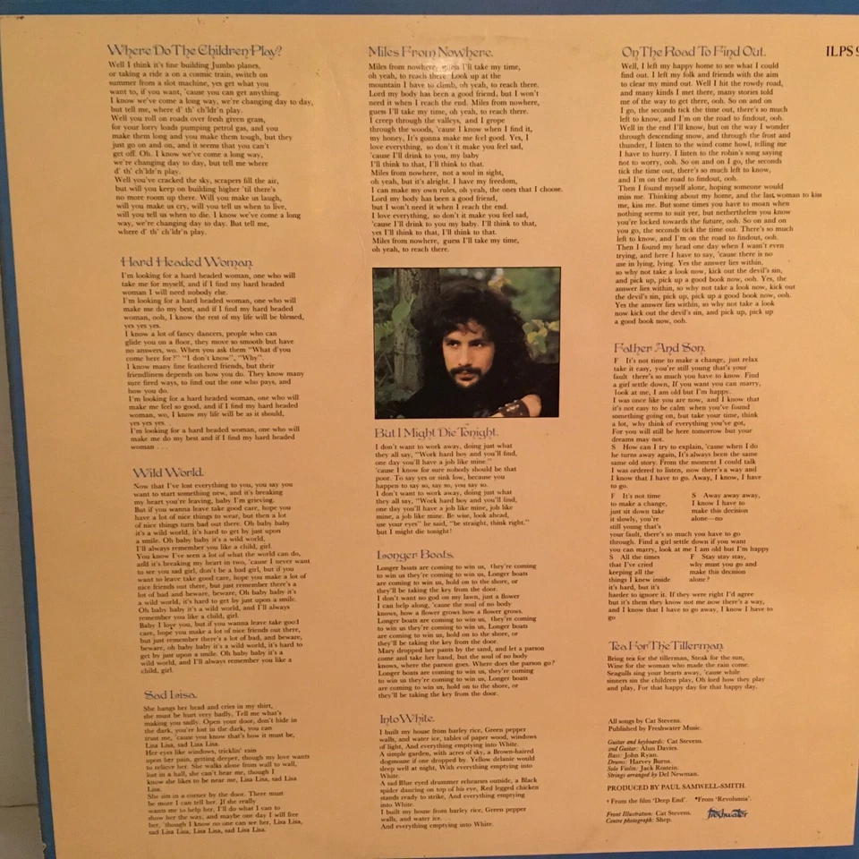 CAT  STEVENS    LP   TEA FOR THE TILLER MEN   ( WHITE LABEL PROMO ) - Image 2 of 4
