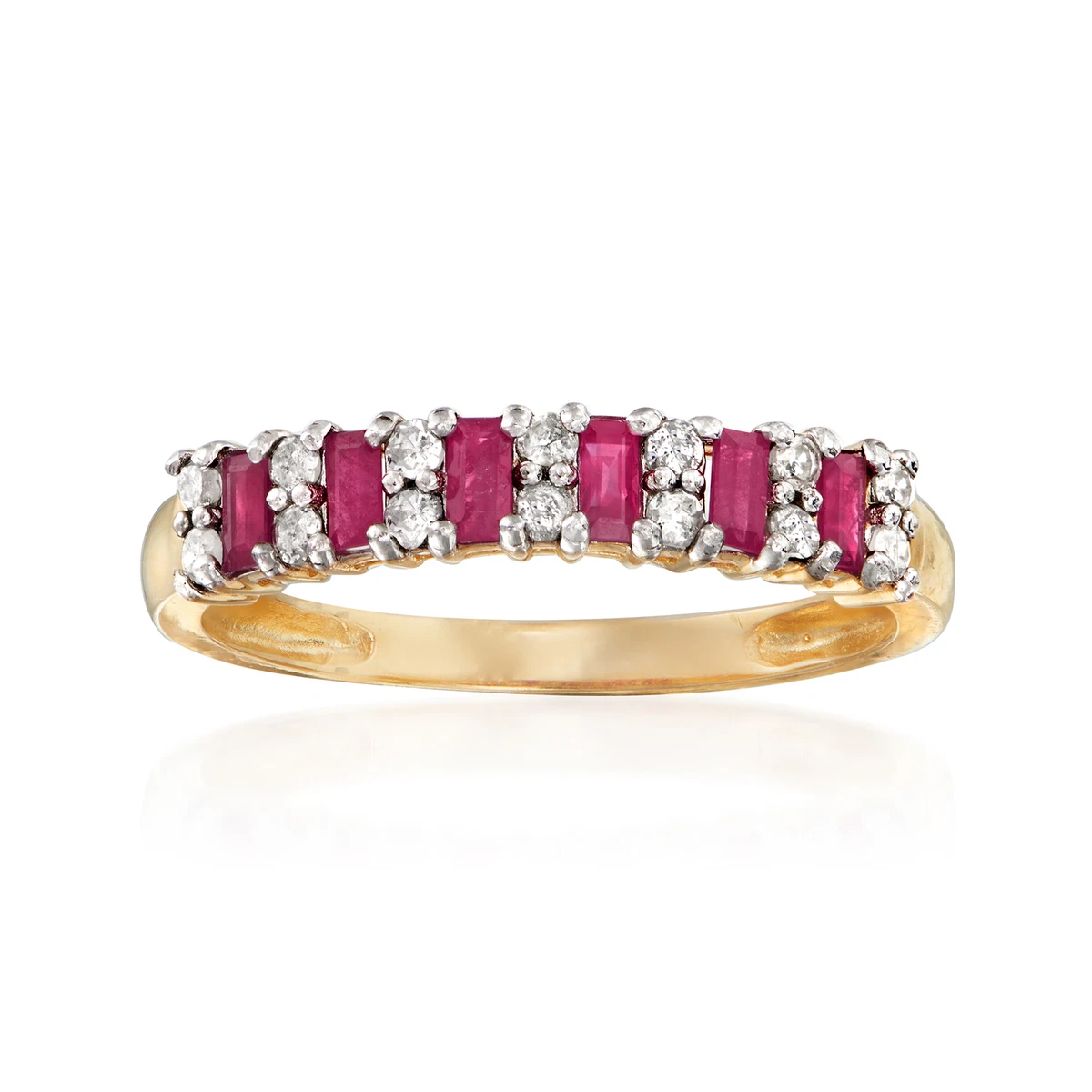 Ross Simons 0.30 ct. t.w. Ruby and .21 ct. t.w. Diamond Ring in