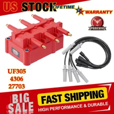 Ignition Coil Pack UF305 with 6X Spark Plug Wire Set for 2007-2011 Jeep Wrangler