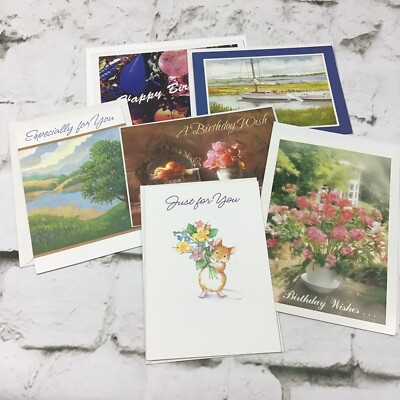 Vintage Birthday Cards Assorted Styles Lot Of 5 All Different Floral Nautical