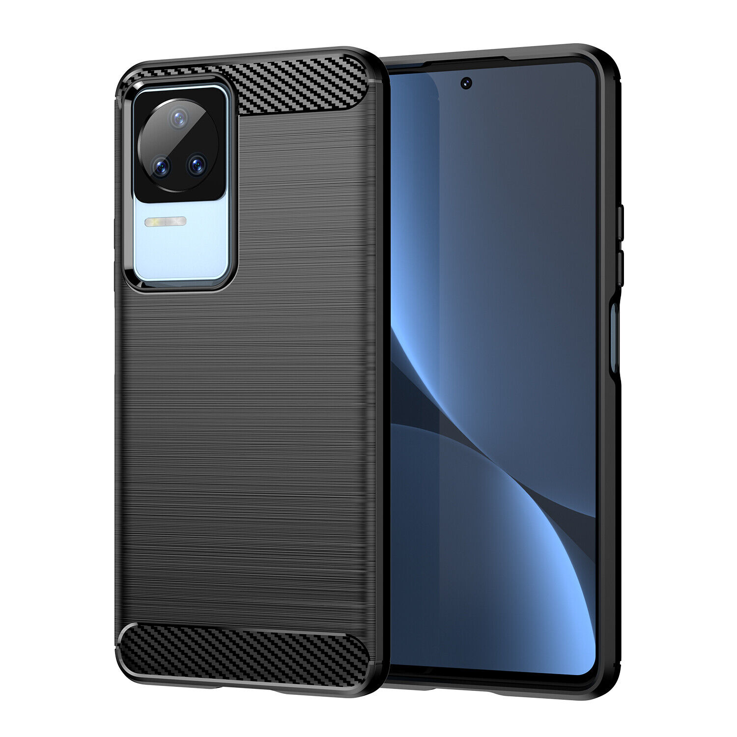 Custodia per Xiaomi poco f4 Custodia CARBON LOOK NERA BUMPER COVER