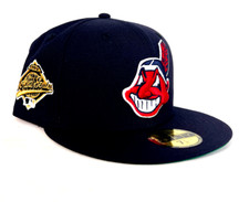 Navy Cleveland Indians Chief Wahoo 1995 World Series Green UV Hat New Era Fitted