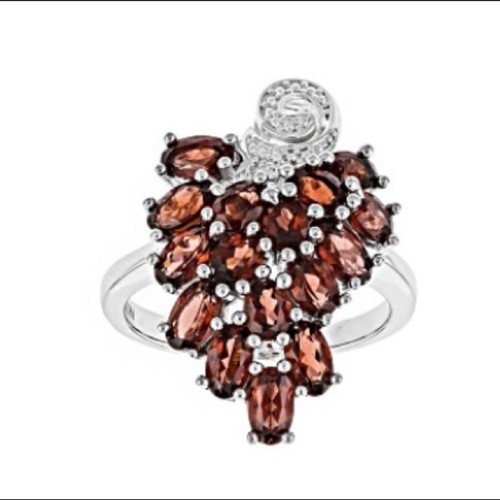 Genuine Garnet Sterling Silver Grape Cluster Ring 3.71 CTW Women's Sz 8, JTV