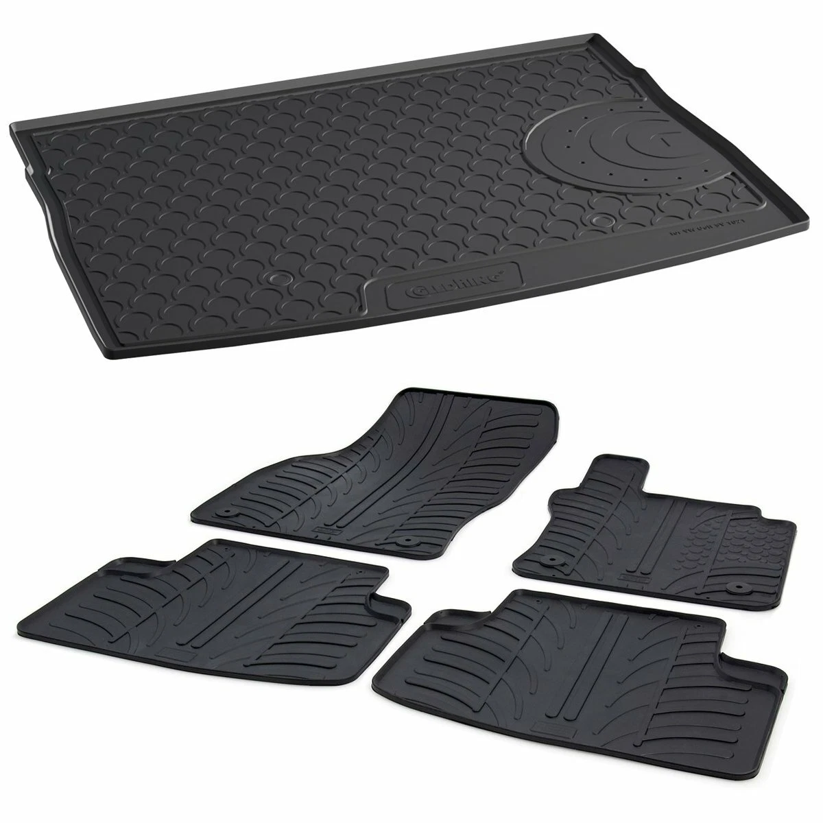 Gledring Fitted Black Rubber Boot Floor Mats Set to fit VW Golf