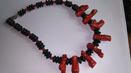 Collier Exceptionnel Pièce Unique En Corail Véritable Et Pierres - Bijou Occasion
