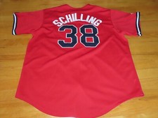 Majestic CURT SCHILLING No 38 BOSTON RED SOX Button-Down (XL) Jersey RED
