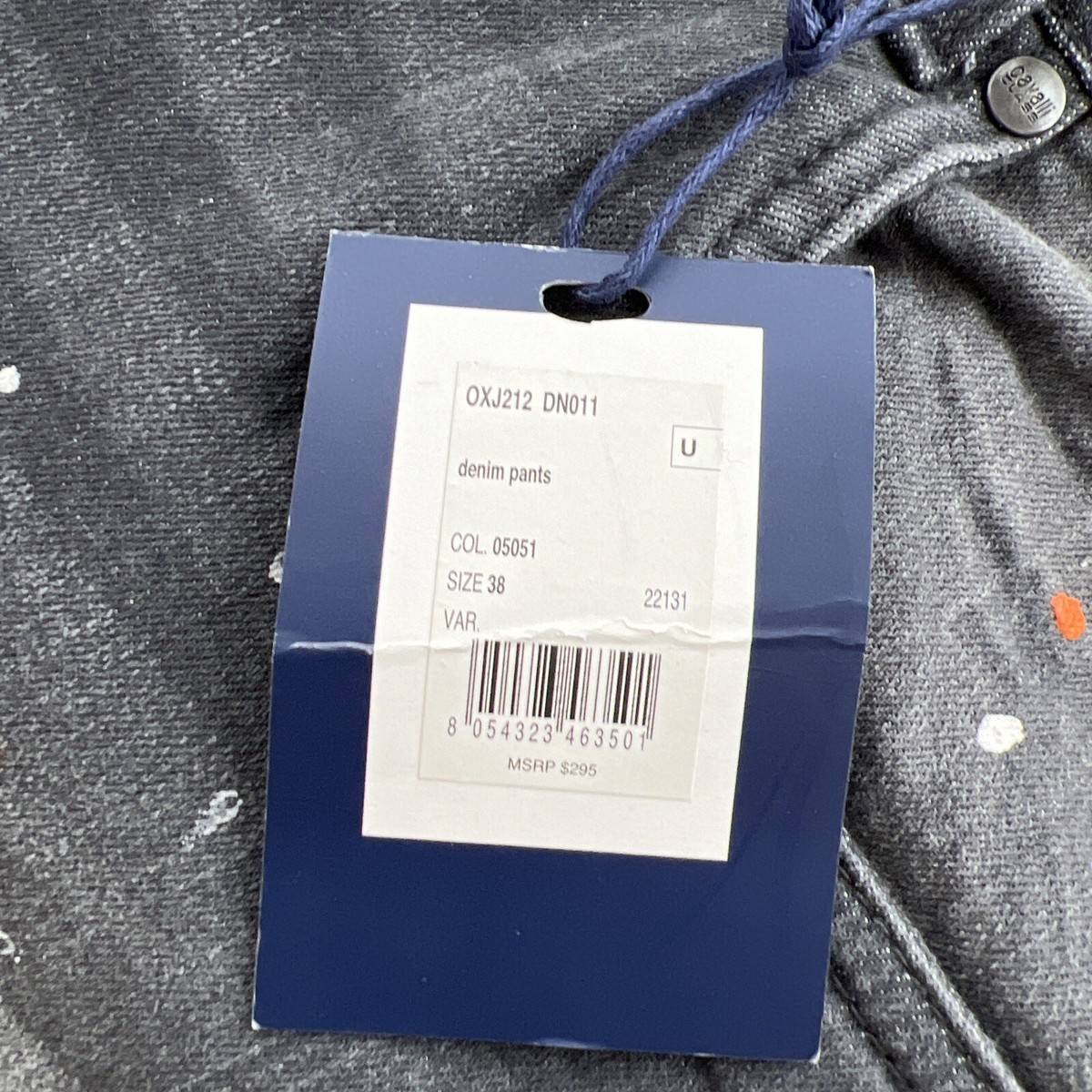Cavalli Class Grey Slim Straight Jean Men's With Paint Design Size
